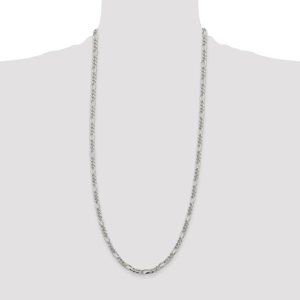 Sterlingsilber 4.3mm Pavé Flach Figaro Halskette