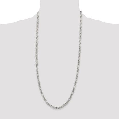 Sterlingsilber 4.3mm Pavé Flach Figaro Halskette