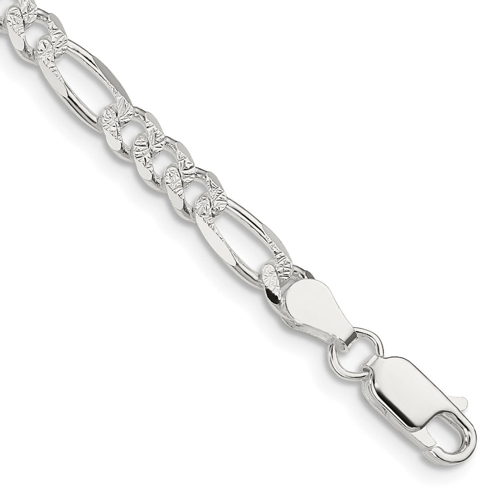 Sterlingsilber 4.3mm Pavé Flach Figaro Gliederarmband