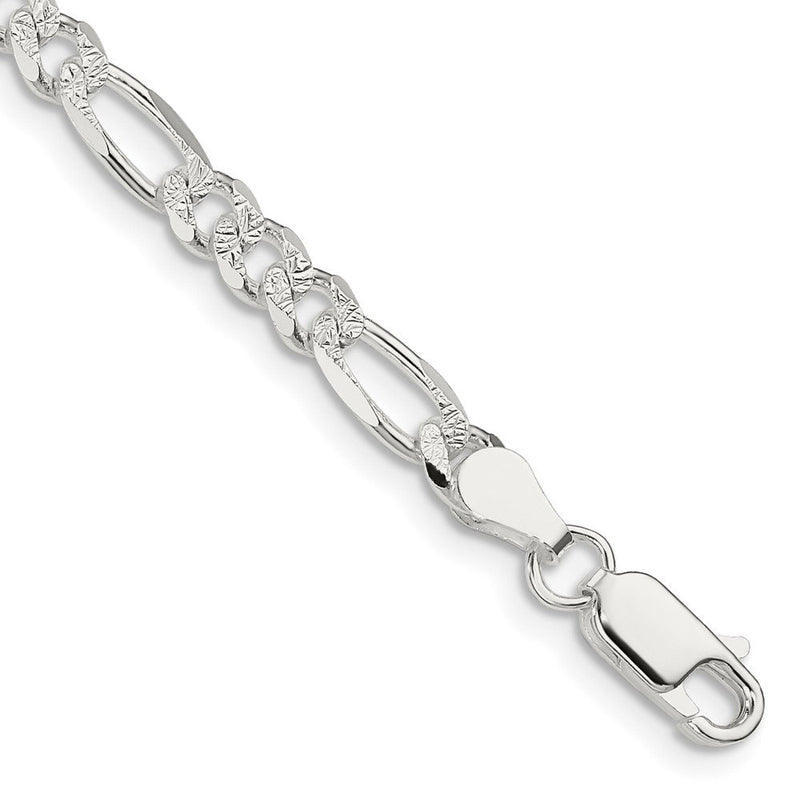 Sterlingsilber 4.3mm Pavé Flach Figaro Gliederarmband