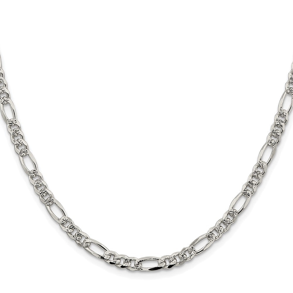 Sterlingsilber Rhodiniert 4.3mm Pavéé Flach Figaro Halskette