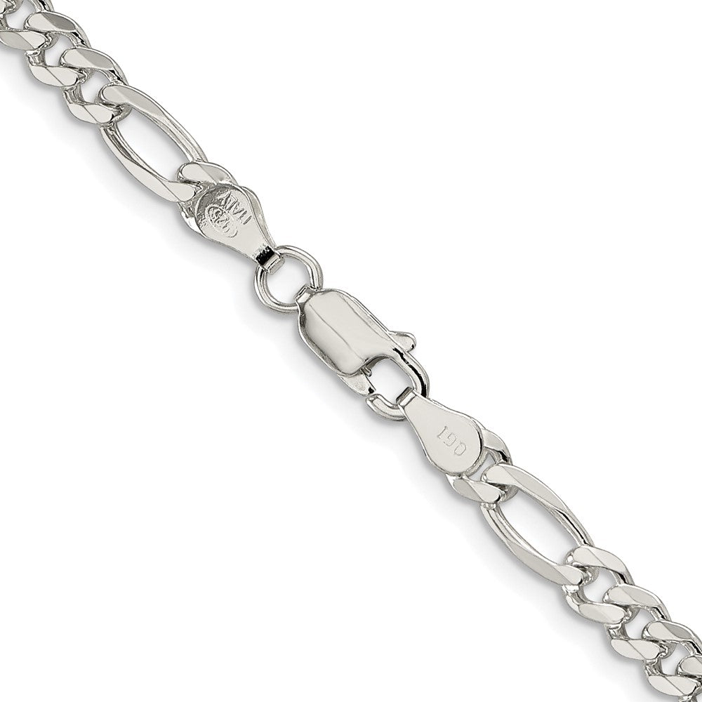 Sterlingsilber Rhodiniert 4.3mm Pavéé Flach Figaro Halskette