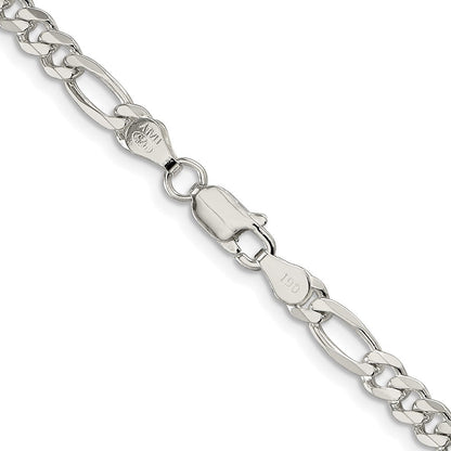 Sterlingsilber Rhodiniert 4.3mm Pavéé Flach Figaro Halskette