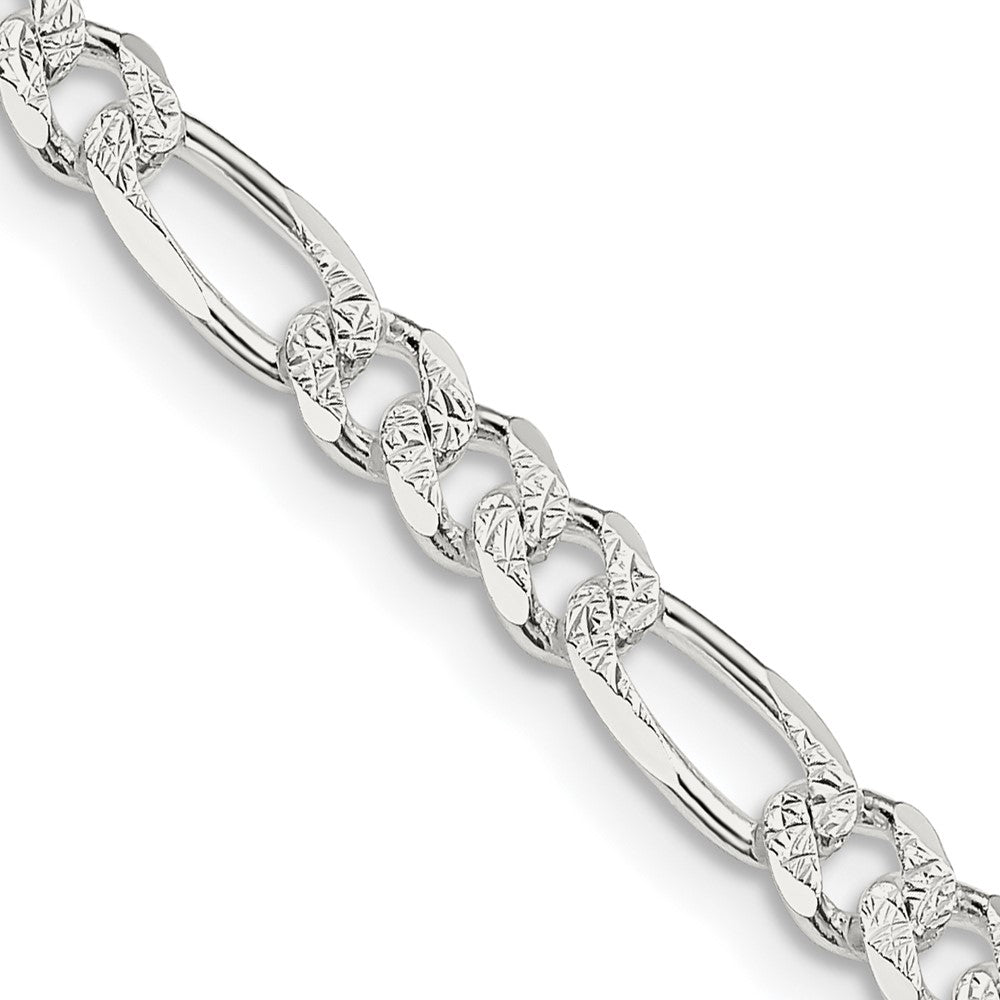 Sterlingsilber 4.3mm Pavé Flach Figaro Halskette