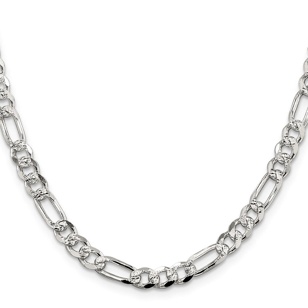 30 Zoll Sterlingsilber 5.5mm Pavé Flach Figaro Kette