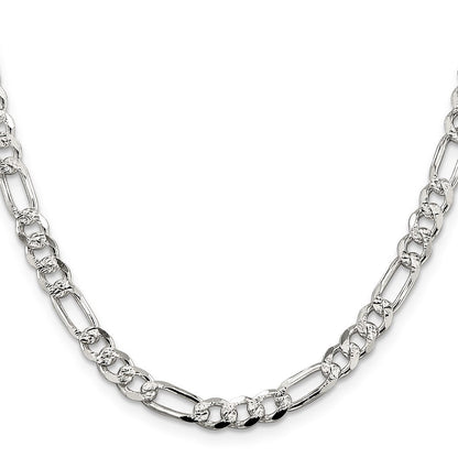 30 Zoll Sterlingsilber 5.5mm Pavé Flach Figaro Kette