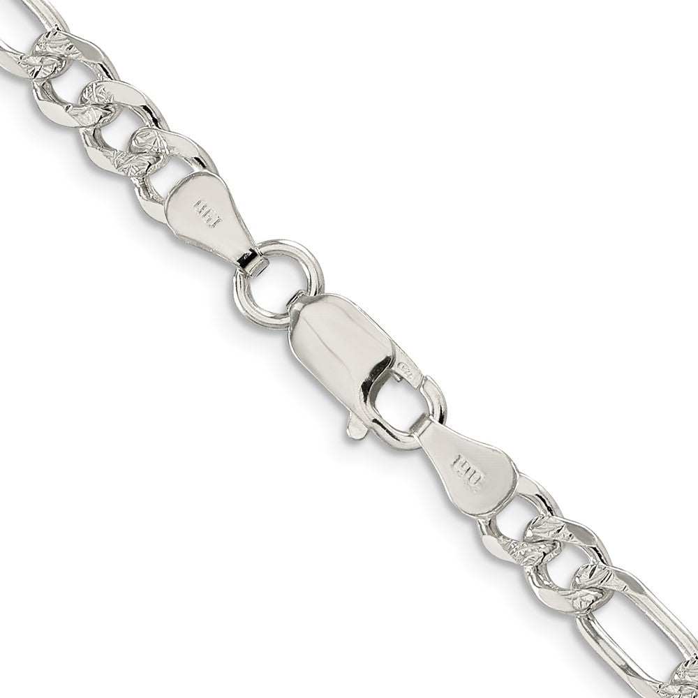 30 Zoll Sterlingsilber 5.5mm Pavé Flach Figaro Kette