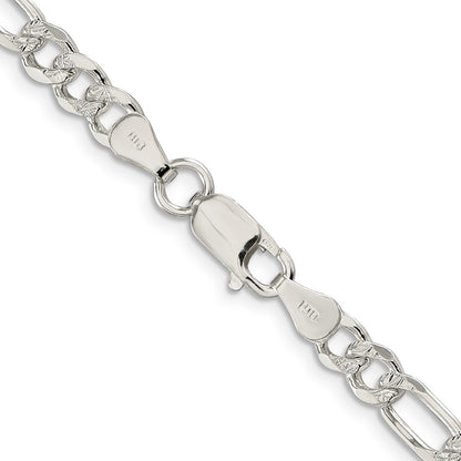 30 Zoll Sterlingsilber 5.5mm Pavé Flach Figaro Kette