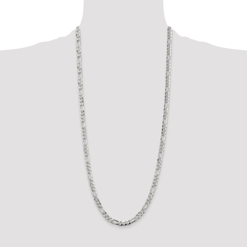 30 Zoll Sterlingsilber 5.5mm Pavé Flach Figaro Kette