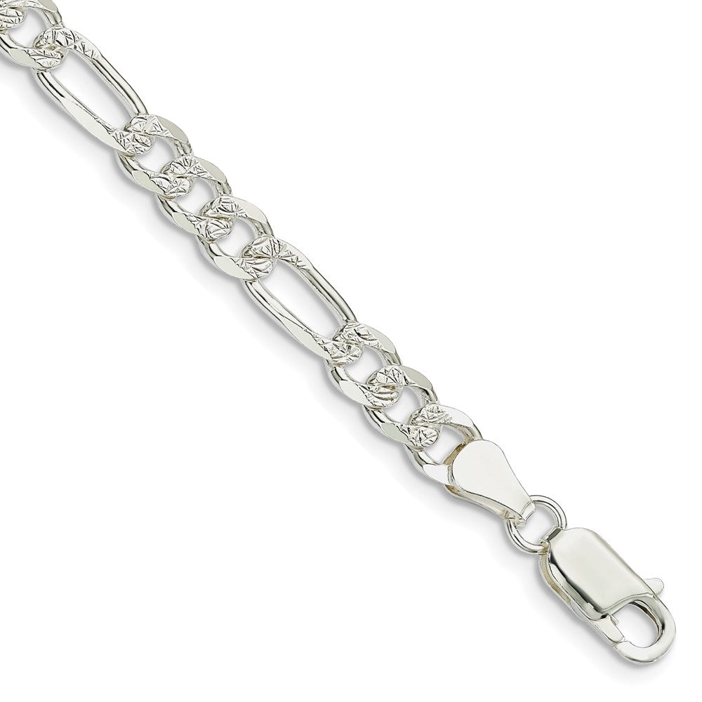 Sterlingsilber 5.5mm Pavé Flach Figaro Gliederarmband