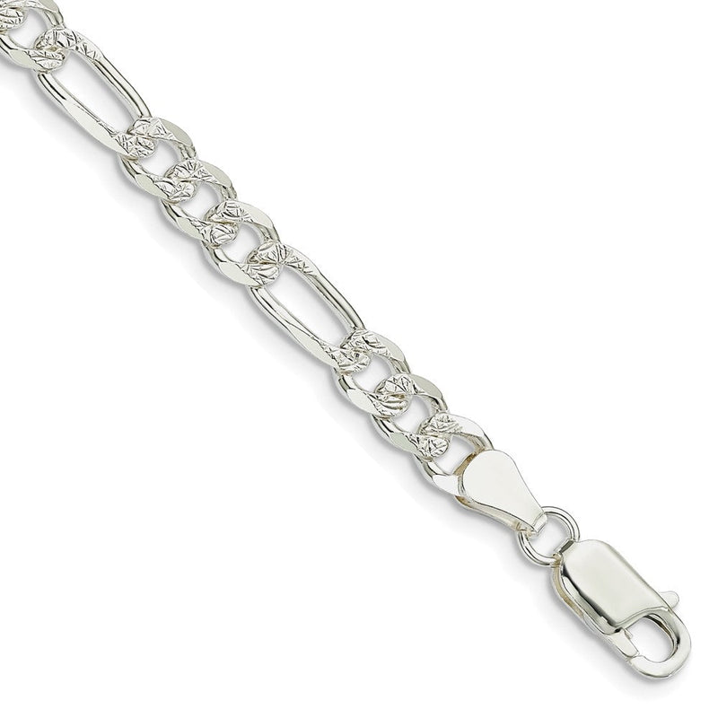 Sterlingsilber 5.5mm Pavé Flach Figaro Gliederarmband