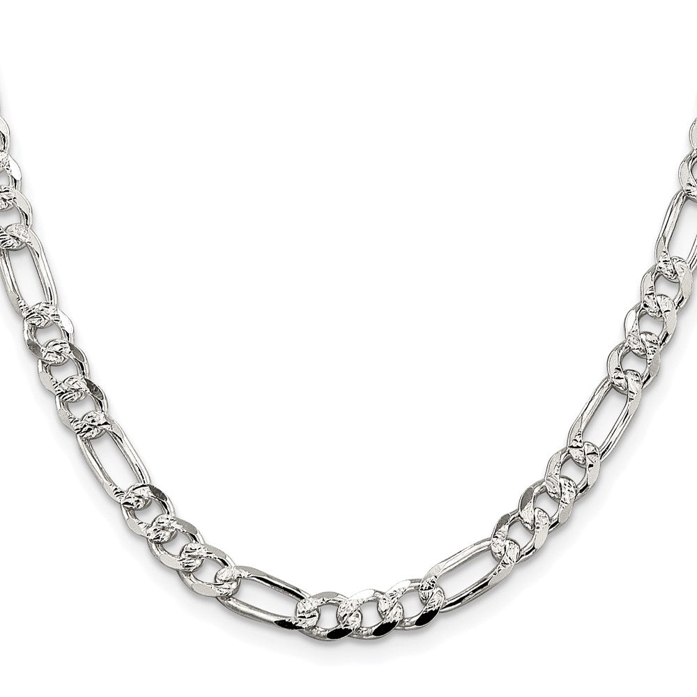 Sterlingsilber Rhodiniert 5.5mm Pavéé Flach Figaro Halskette