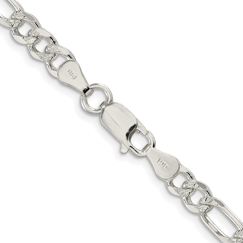 Sterlingsilber Rhodiniert 5.5mm Pavéé Flach Figaro Halskette
