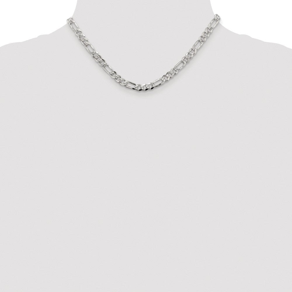 Sterlingsilber Rhodiniert 5.5mm Pavéé Flach Figaro Halskette