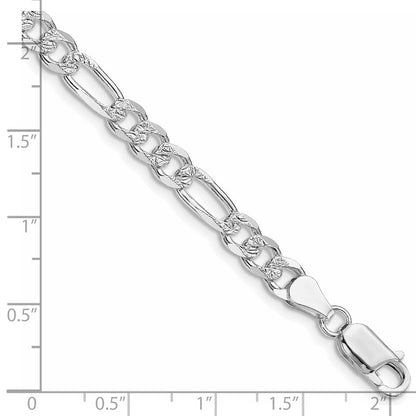 Sterlingsilber Rhodiniert 5.5mm Pavéé Flach Figaro Gliederarmband