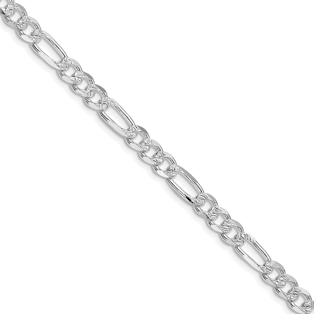 Sterlingsilber Rhodiniert 5.5mm Pavéé Flach Figaro Halskette