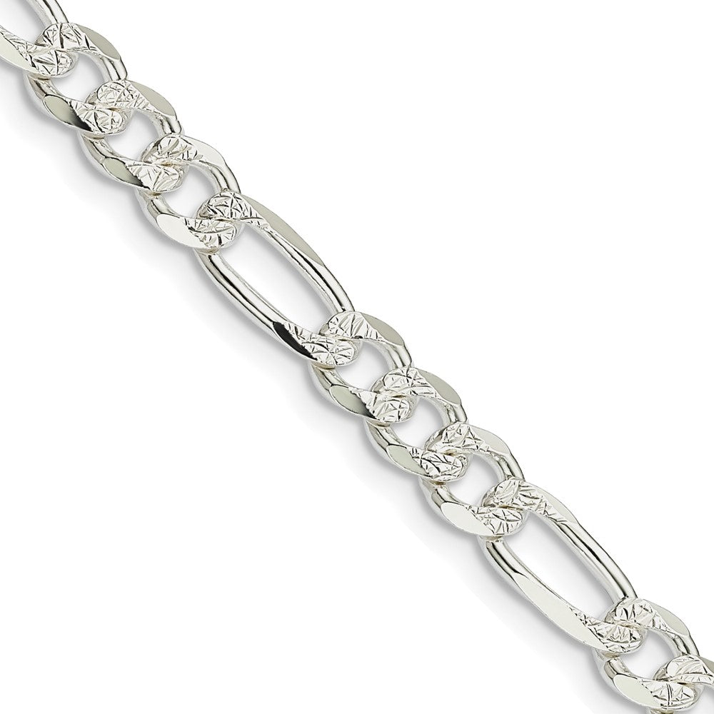 30 Zoll Sterlingsilber 5.5mm Pavé Flach Figaro Kette