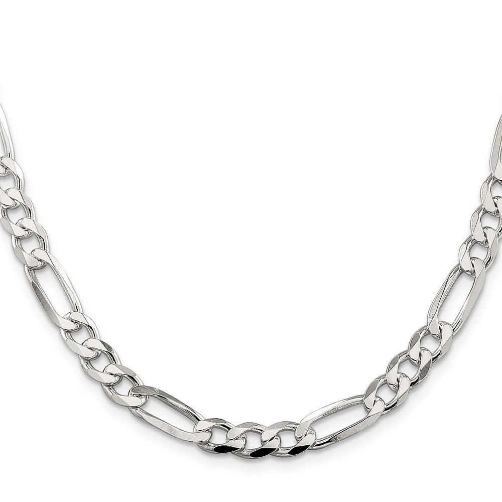 Sterlingsilber 6.75mm Pavé Flach Figaro Halskette