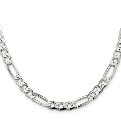 Sterlingsilber 6.75mm Pavé Flach Figaro Halskette