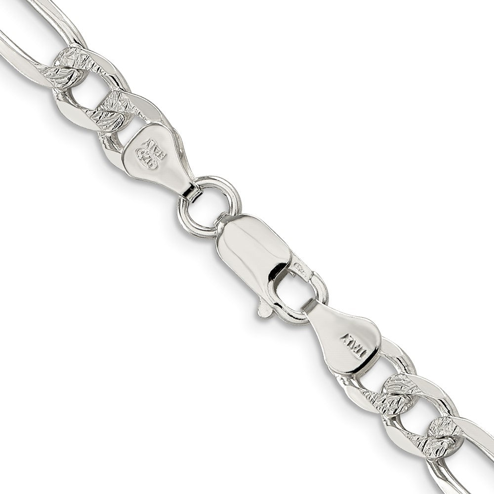 Sterlingsilber 6.75mm Pavé Flach Figaro Halskette