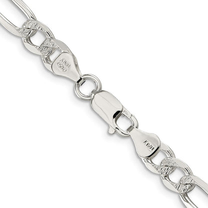 Sterlingsilber 6.75mm Pavé Flach Figaro Halskette