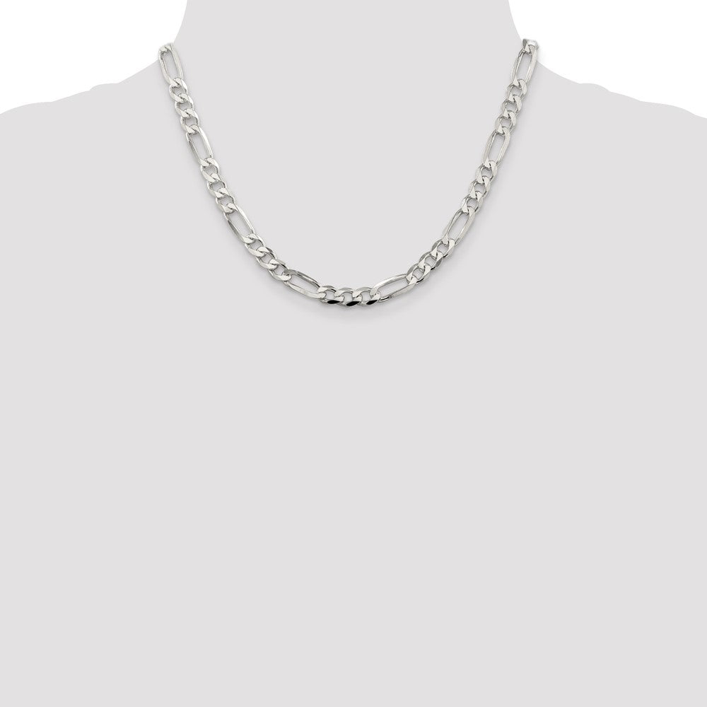 Sterlingsilber 6.75mm Pavé Flach Figaro Halskette