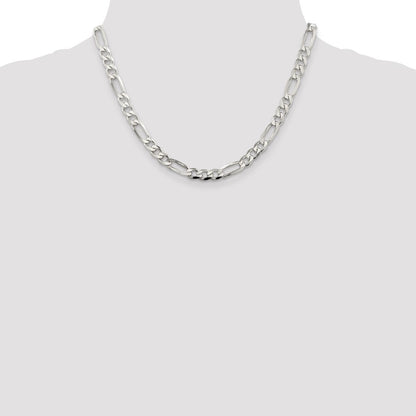 Sterlingsilber 6.75mm Pavé Flach Figaro Halskette