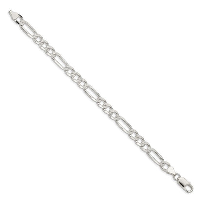 Sterlingsilber 6.75mm Pavé Flach Figaro Gliederarmband