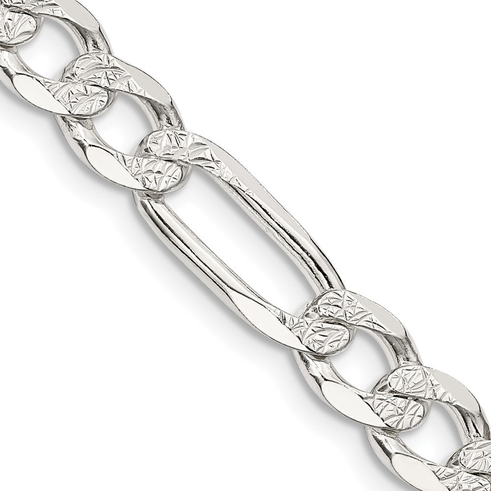 Sterlingsilber 6.75mm Pavé Flach Figaro Halskette