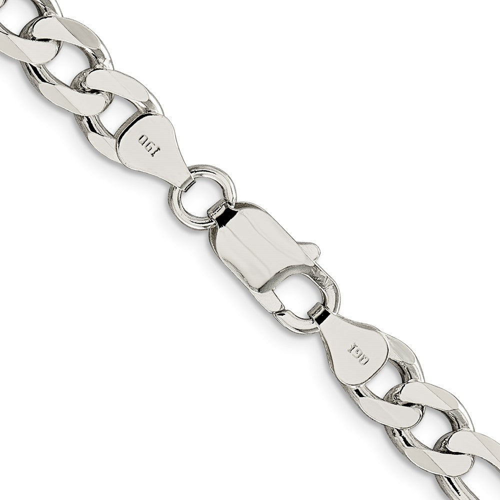 Sterlingsilber 7.25mm Pavé Flach Figaro Halskette