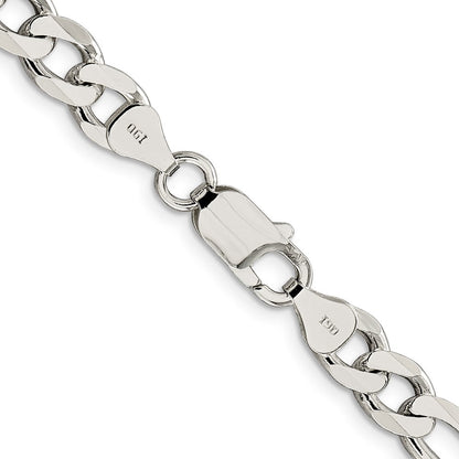 Sterlingsilber 7.25mm Pavé Flach Figaro Halskette