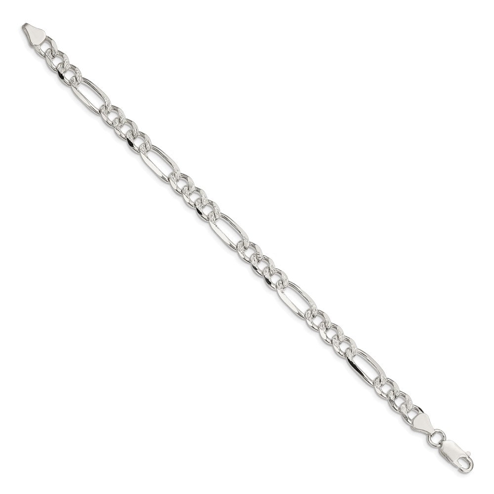 Sterlingsilber 7.25mm Pavé Flach Figaro Gliederarmband