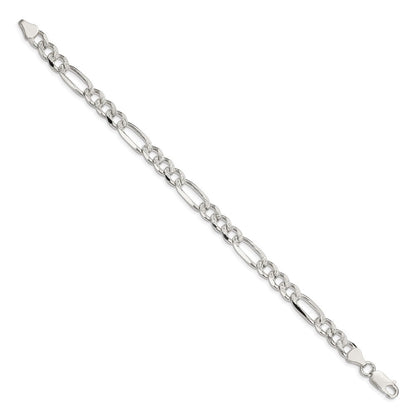 Sterlingsilber 7.25mm Pavé Flach Figaro Gliederarmband