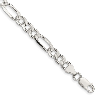 Sterlingsilber 7.25mm Pavé Flach Figaro Gliederarmband