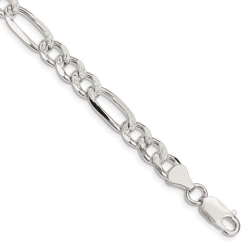 Sterlingsilber 7.25mm Pavé Flach Figaro Gliederarmband