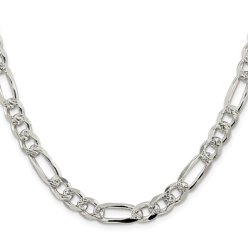 Sterlingsilber 8mm Pavé Flach Figaro Halskette
