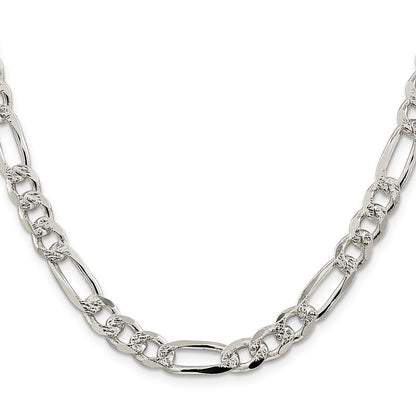 Sterlingsilber 8mm Pavé Flach Figaro Halskette
