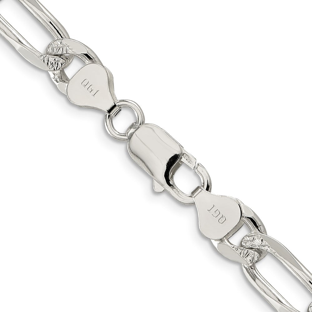 Sterlingsilber 8mm Pavé Flach Figaro Halskette
