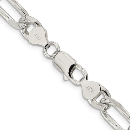 Sterlingsilber 8mm Pavé Flach Figaro Halskette