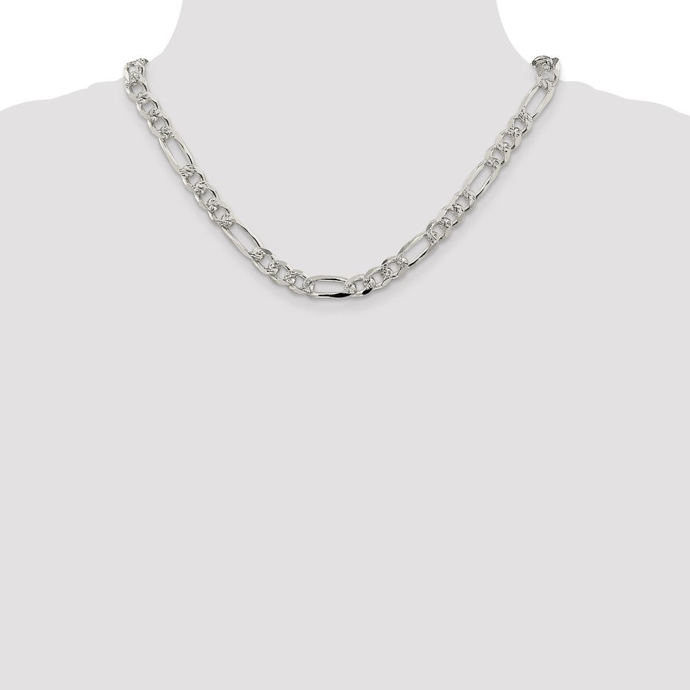 Sterlingsilber 8mm Pavé Flach Figaro Halskette