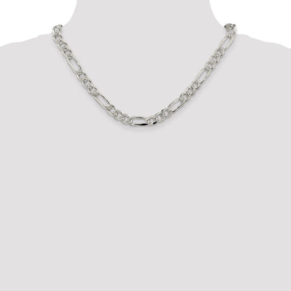Sterlingsilber 8mm Pavé Flach Figaro Halskette