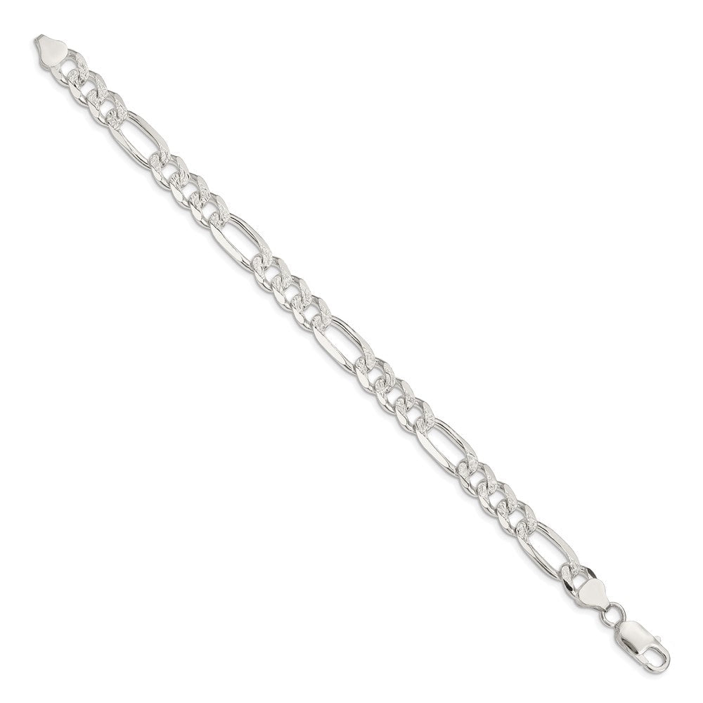 Sterlingsilber 8mm Pavé Flach Figaro Gliederarmband