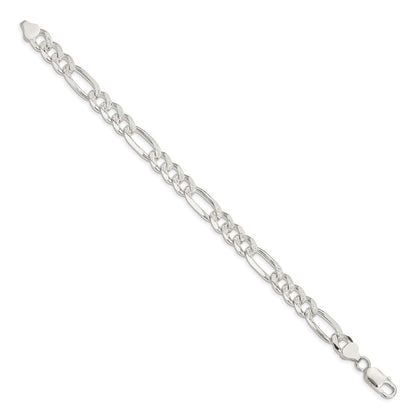 Sterlingsilber 8mm Pavé Flach Figaro Gliederarmband