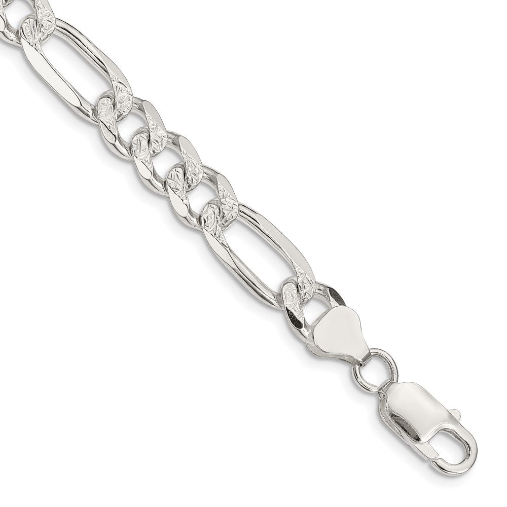Sterlingsilber 8mm Pavé Flach Figaro Gliederarmband