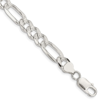 Sterlingsilber 8mm Pavé Flach Figaro Gliederarmband