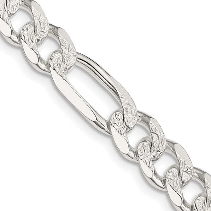 Sterlingsilber 8mm Pavé Flach Figaro Halskette