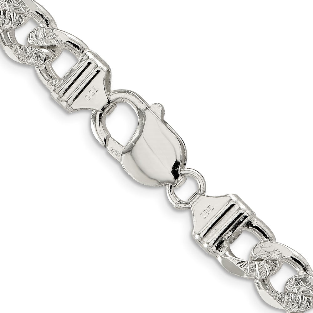 Sterlingsilber 9.5mm Pavé Flach Figaro Halskette