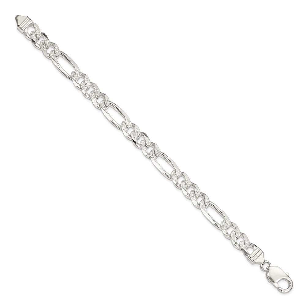 Sterlingsilber 9.5mm Pavé Flach Figaro Gliederarmband
