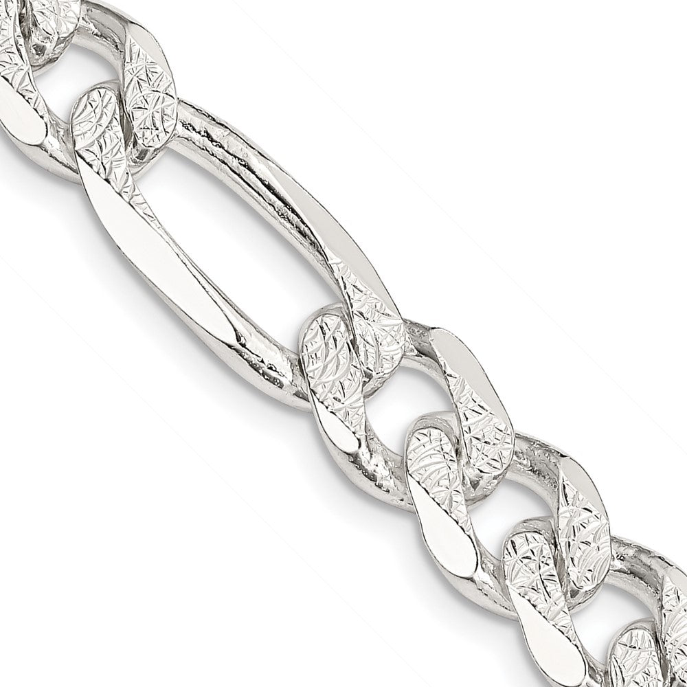 Sterlingsilber 9.5mm Pavé Flach Figaro Halskette