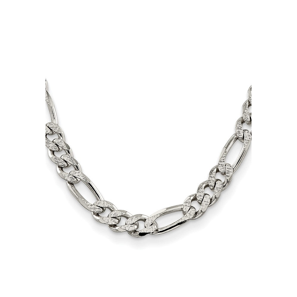 Sterlingsilber 11.0mm Pavé Flach Figaro Halskette